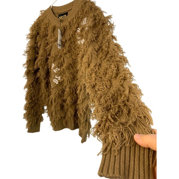 Rare Kleep Mens Small Shaggy Pullover Sweater Embroider FRESH spelled out 7547 - Picture 7 of 10